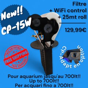 CP-15W Filtre à rouleau automatique - Jasqu'au 700lt et chaussette 18Cm